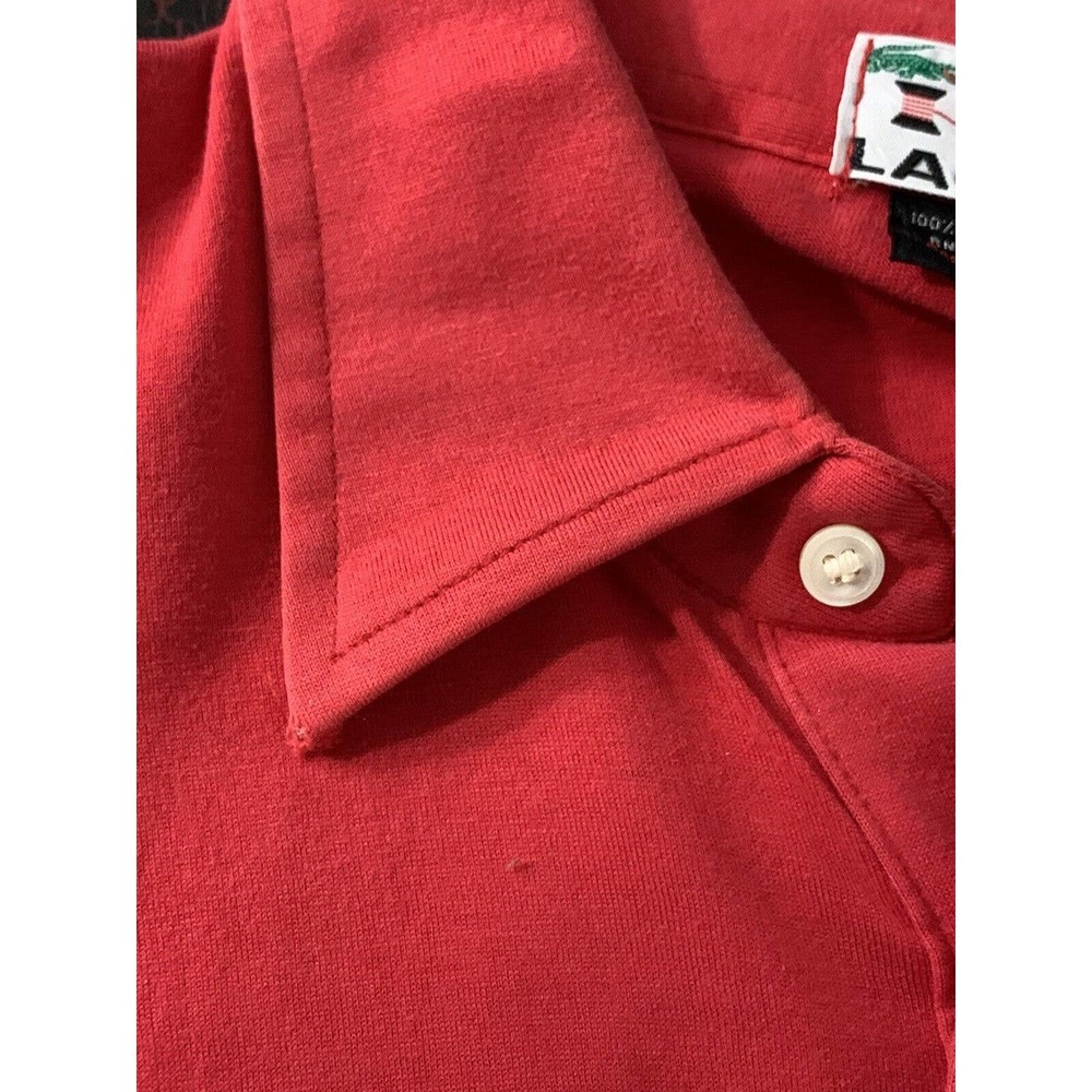 Vintage Izod Lacoste Men’s 100% Cotton Pocket Red Polo Signs Of Wear Size Large - Picture 5 of 9